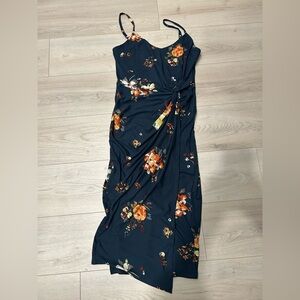 Nine Britton One Shoulder Dress in Navy and Orange Floral, Women’s Size M
